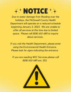Notice of changes due to water damage
