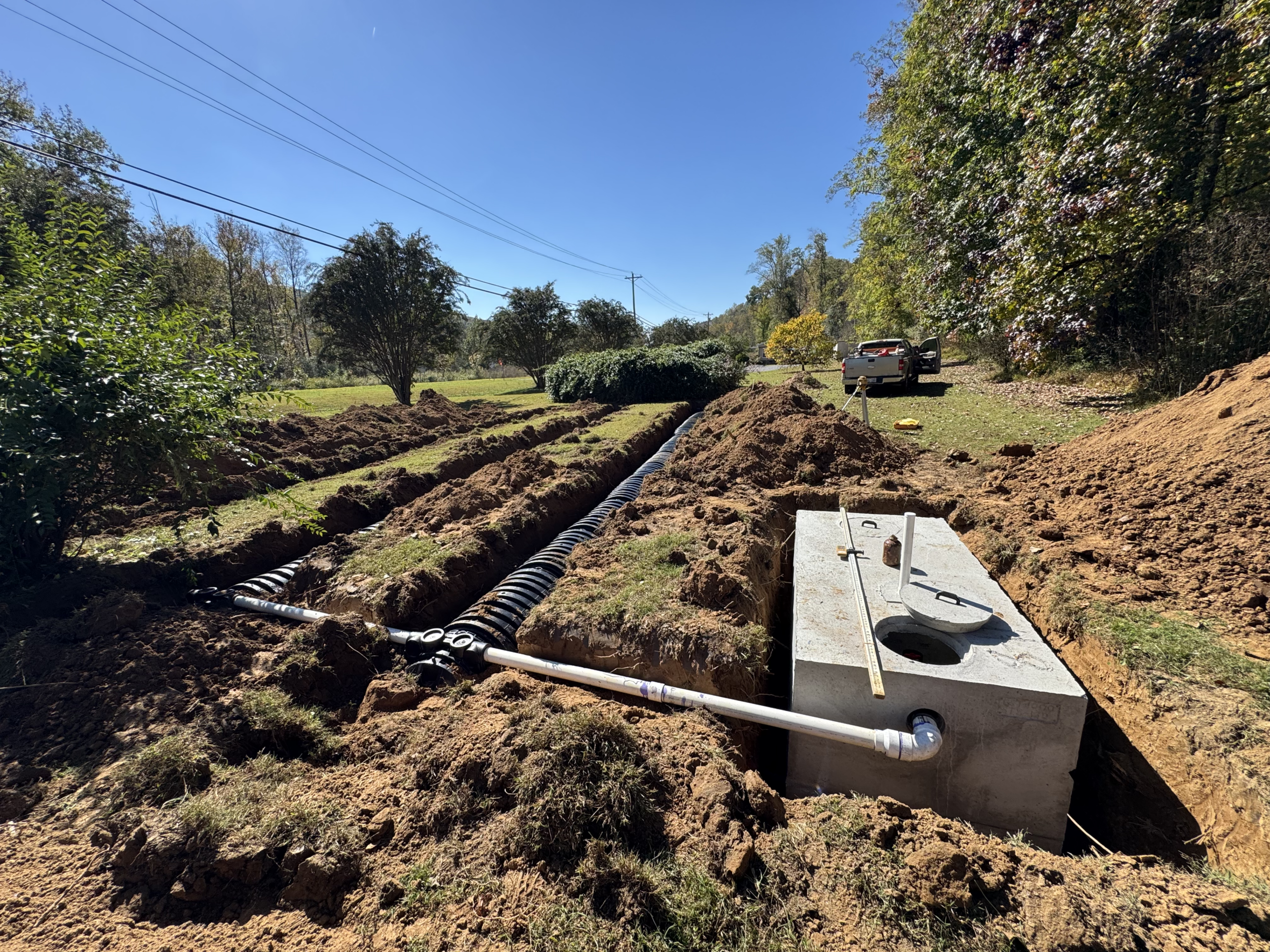 Photo of septic system prior to being covered